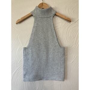 Anna Kaci Women’s Gray High Neck Sleeveless Tank Knit Top Size S New